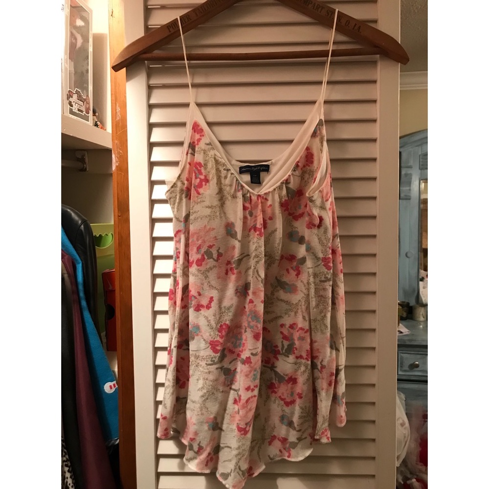 white flowery top